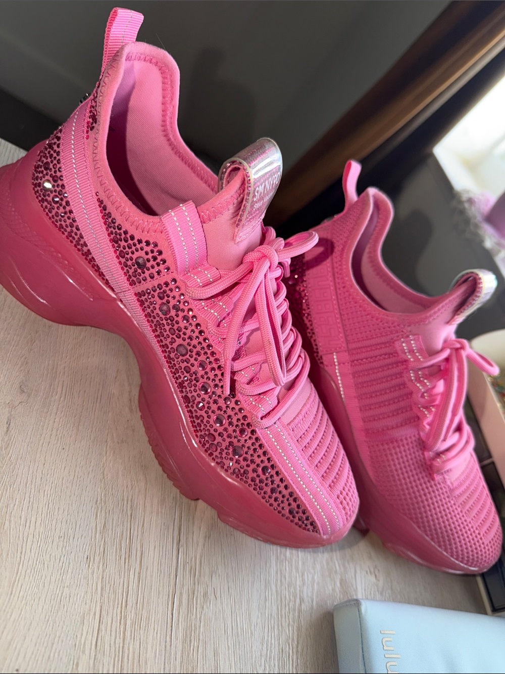 Steve Madden Hot Pink Women's Crystal-Embellished Sneakers